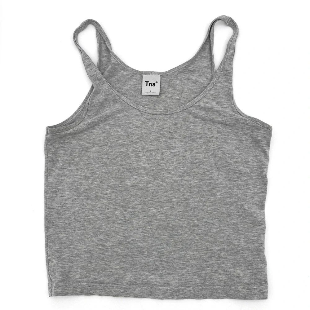 ARITZIA TNA Baby Tee Gray Tank Top Gym Workout Cropped Women Grey 90s Y2K Small